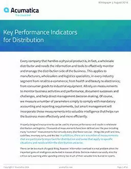 KPIs-for-Distribution - Acumatica Cloud ERP