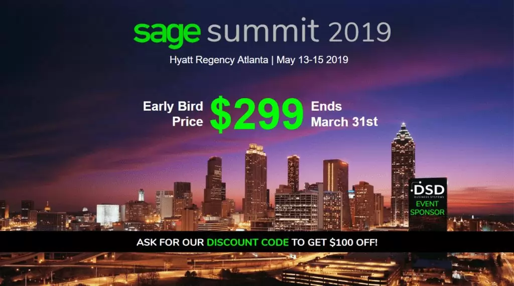 Sage Summit Atlanta 2019 Early Bird Pricing