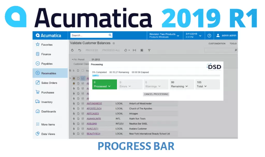 Acumatica 2019 R1 Upgrade Overview - Progress Bar Enhancement