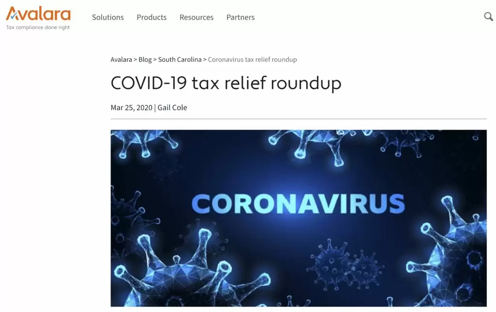 Coronavirus Tax Relief Avalara Round Up