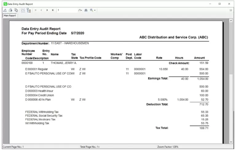 Data Entry Audit Report