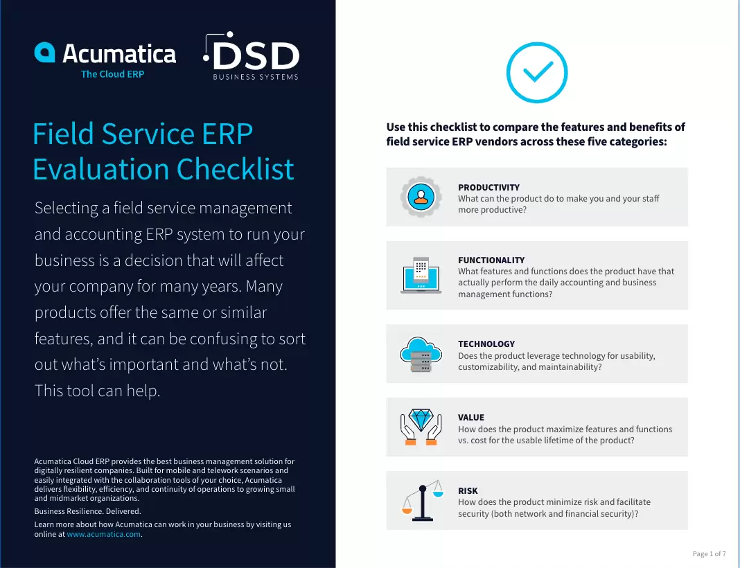 Field Service ERP Evaluation Checklist - DSD Business Systems