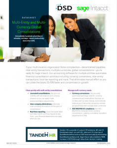 Sage Intacct Multi-Entity and Multi-Currency Global Consolidations Datasheet