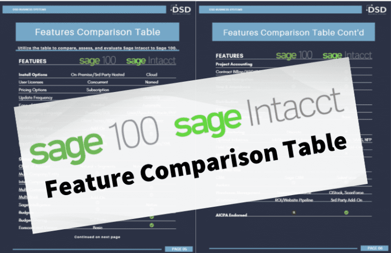 Sage 100 vs. Sage Intacct Feature Comparison Table