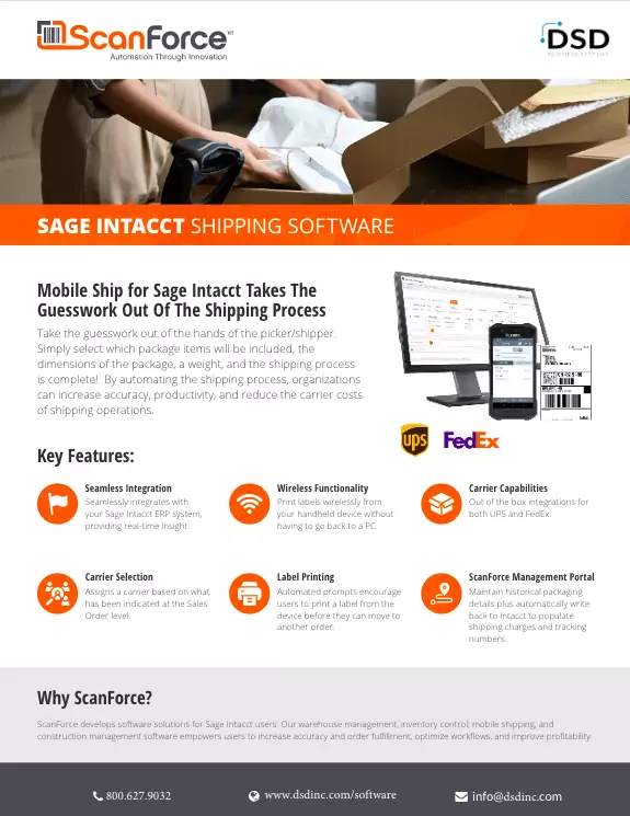 ScanForce Sage Intacct Shipping Software