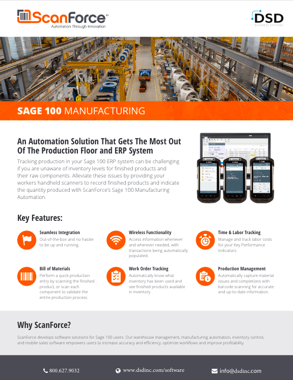 ScanForce Sage 100 Manufacturing