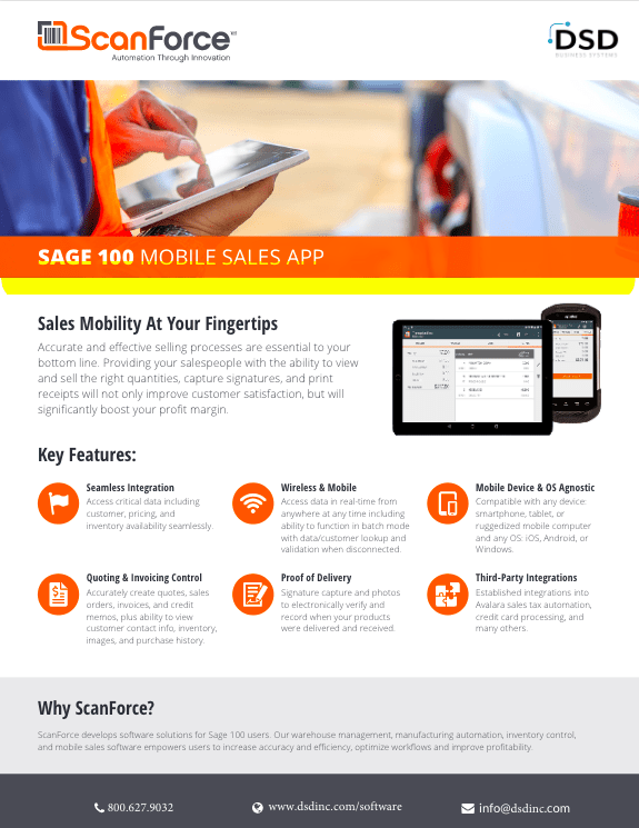 ScanForce Sage 100 Mobile Sales App