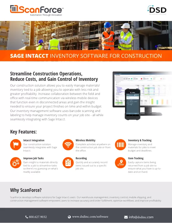 ScanForce Sage Intacct Inventory Software for Construction