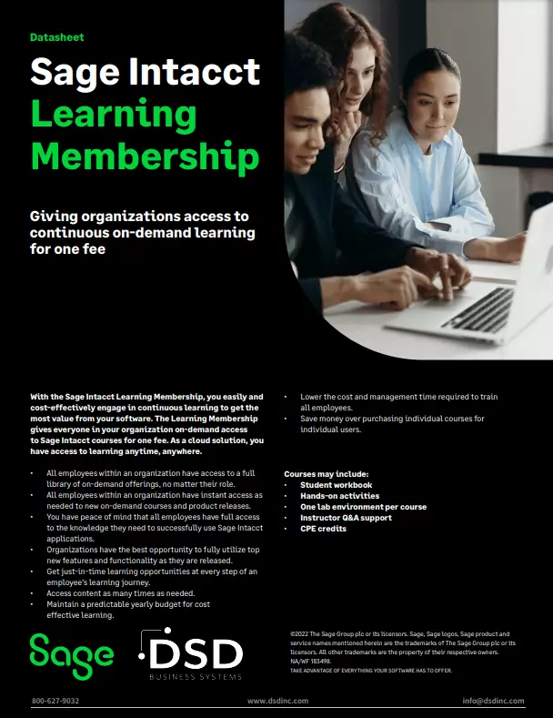 Sage Intacct Learning Membership
