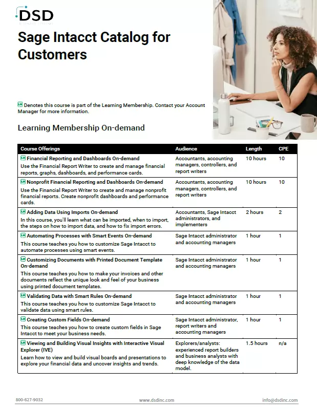 Sage Intacct Learning Membership Catalog