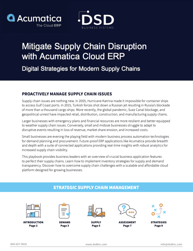 DSD + Acumatica Playbook Supply Chain