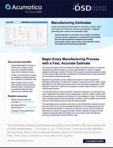 DSD + Acumatica Manufacturing Estimates