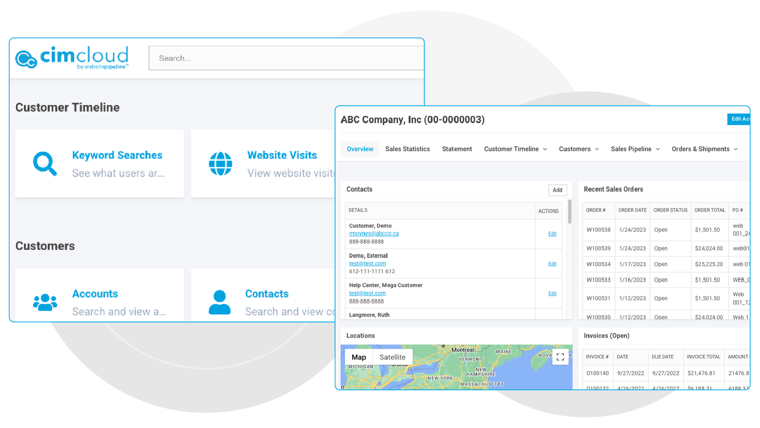 Sage 100 Customer Portal by CIMcloud Ecommerce + CRM + Your ERP --Access CRM Tools