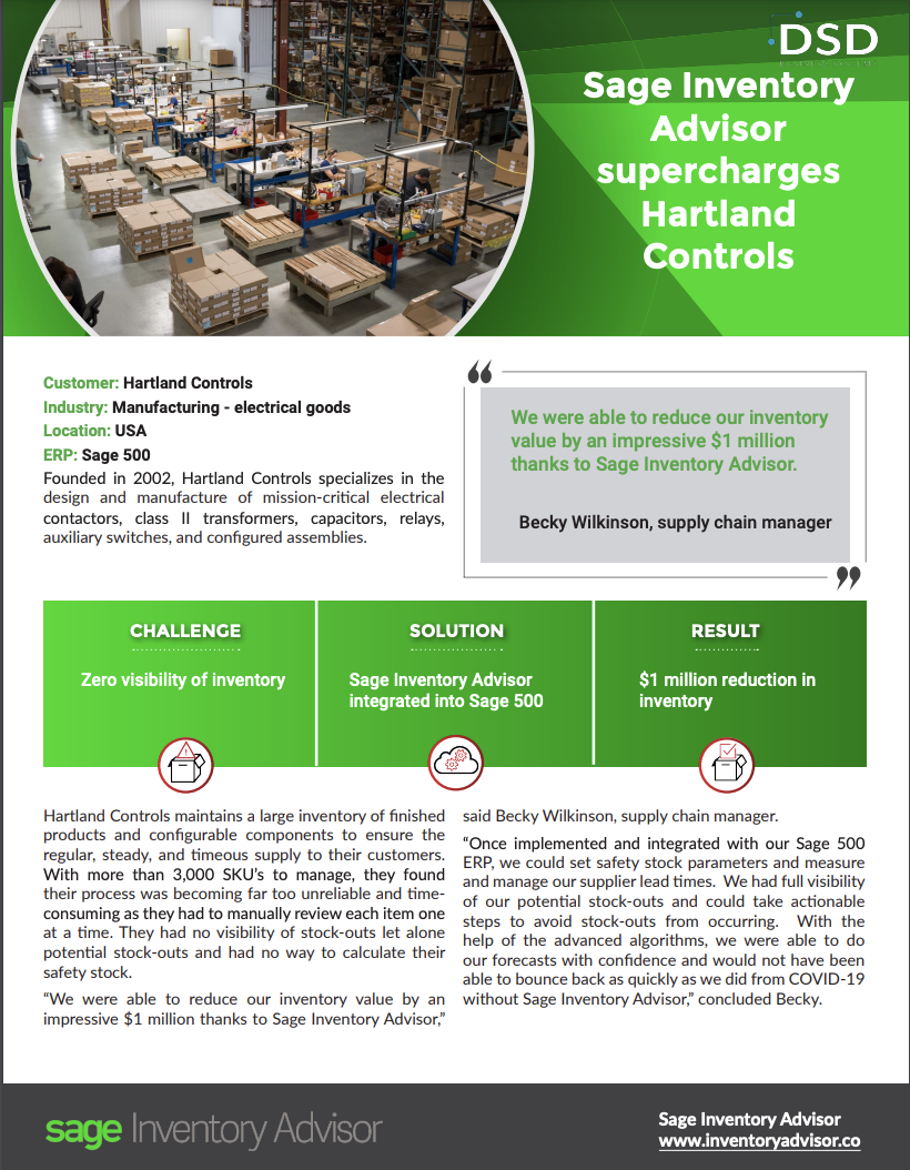 NetStock for Sage 100: Sage Inventory Advisor Supercharges Hartland Controls