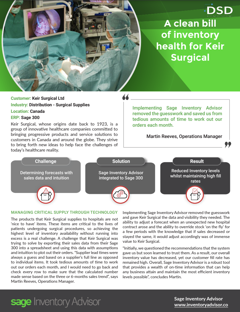 NetStock for Sage 300: A Clean Bill of Inventory Health for Keir Surgical