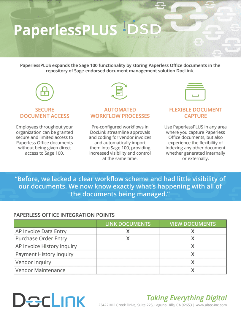 DocLink Paperless Plus for Sage 100
