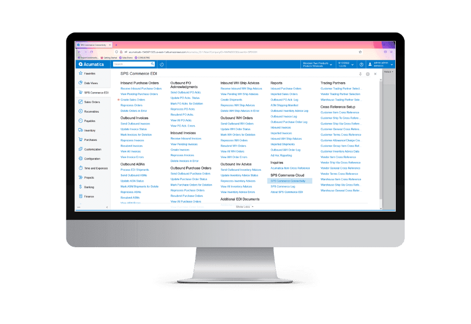 SPS Commerce EDI Menu for Acumatica +