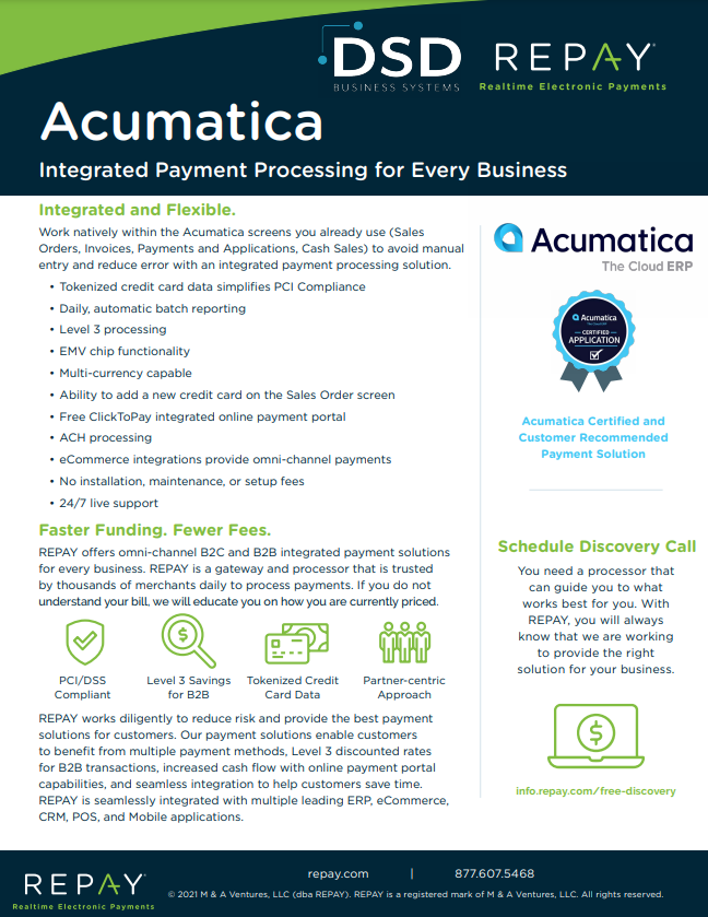 Acumatica Integrated Payment Processing for Every Business