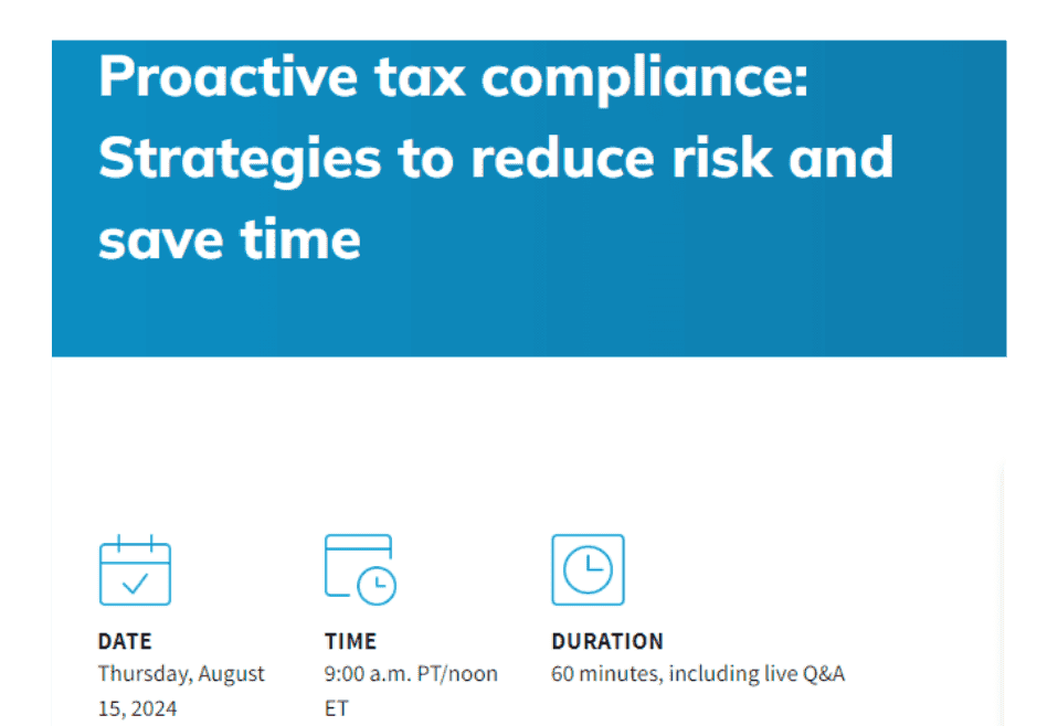 Avalara Webinar - Proactive tax compliance: Strategies to reduce risk and save time
