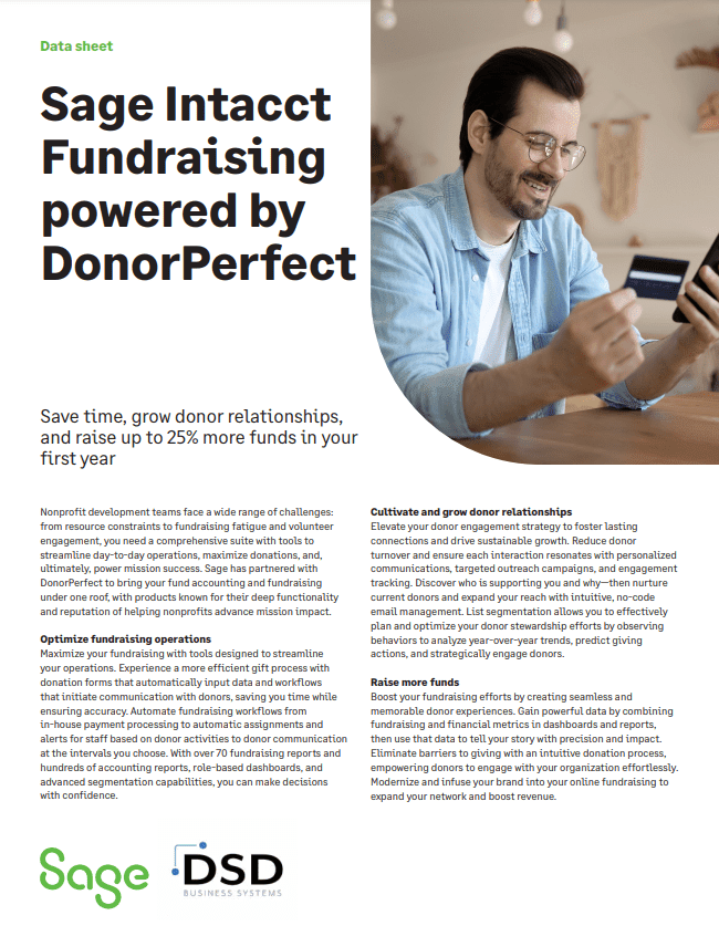 Sage Intacct Fundraising powered by DonorPerfect