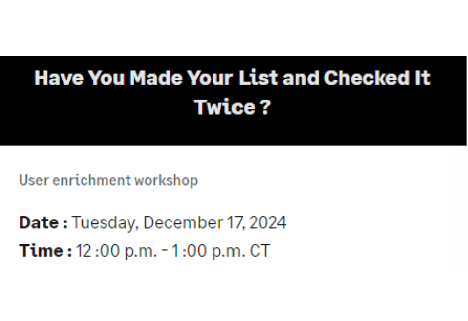 Have You Made Your List and Checked It Twice ?