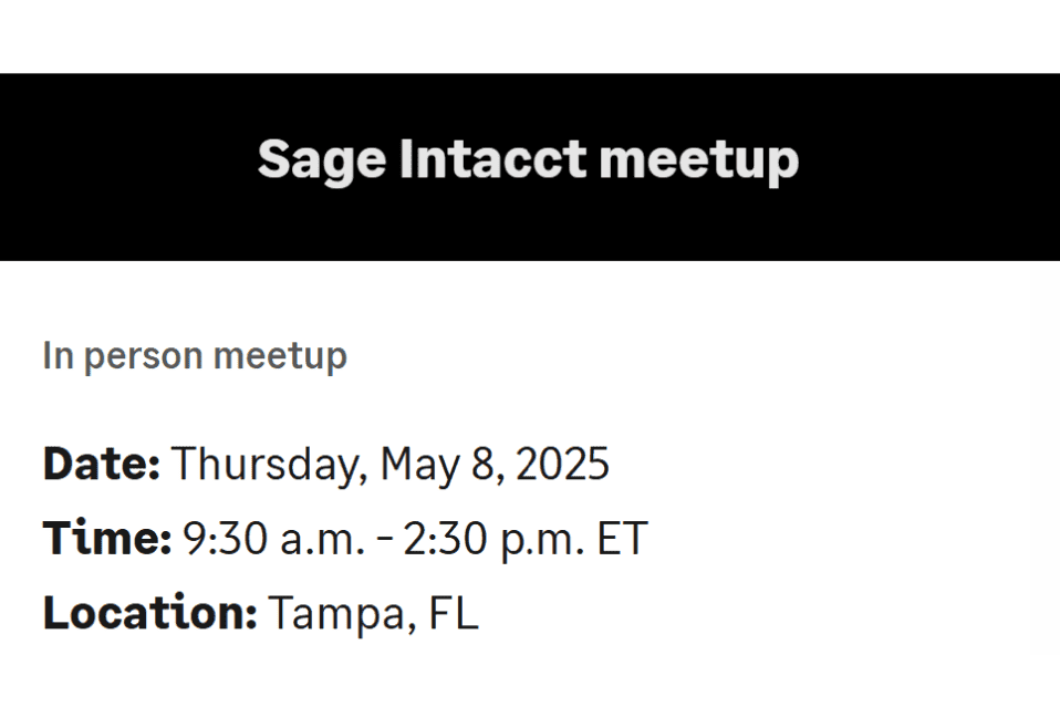 Sage Intacct meetup