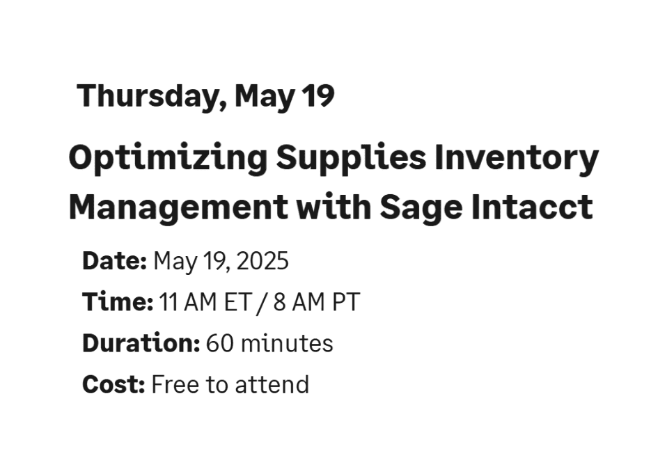 Optimizing Supplies Inventory Management with Sage Intacct