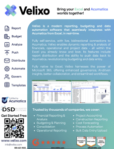 Velixo for Acumatica Datasheet