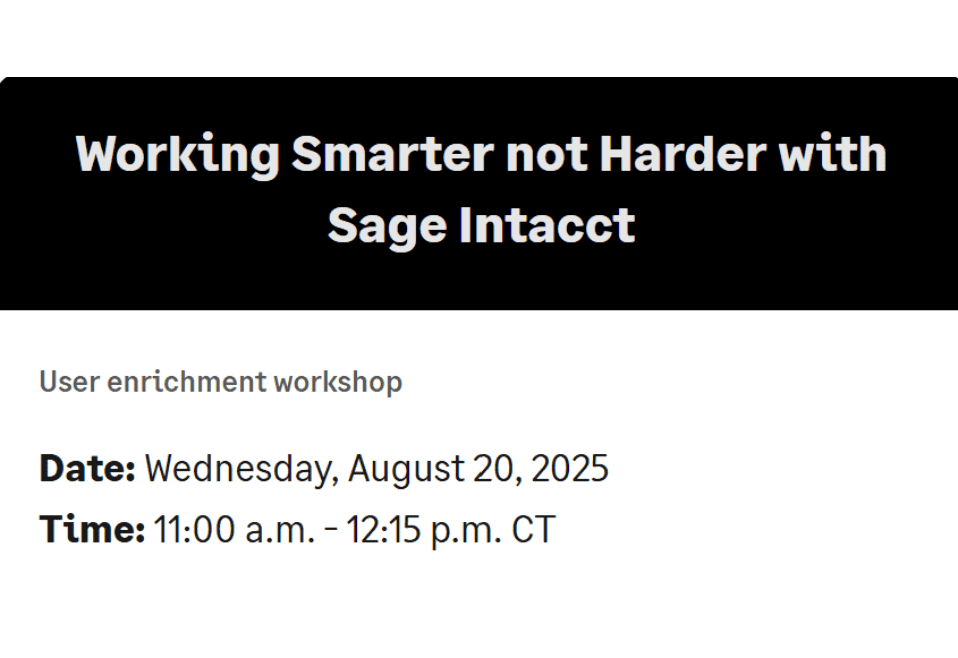 Working Smarter not Harder with Sage Intacct