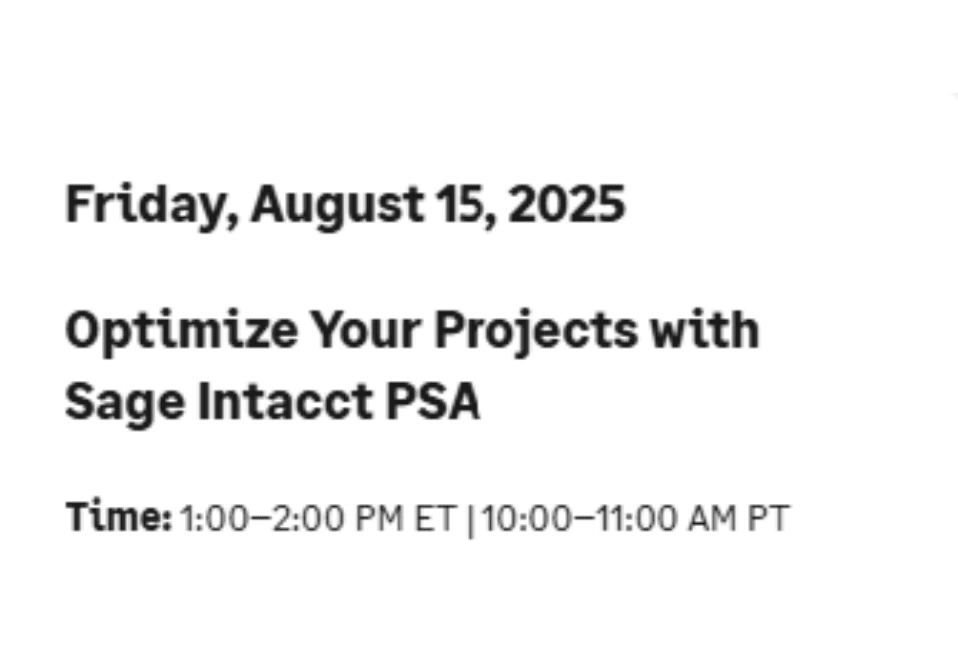 Optimize Your Projects with Sage Intacct PSA