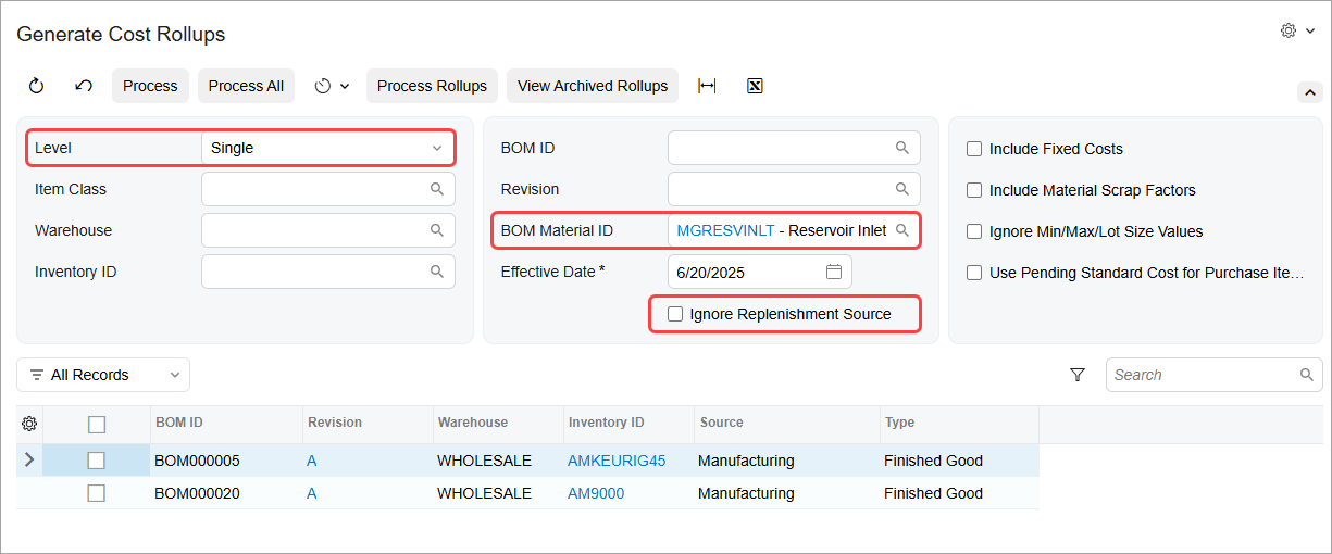 Acumatica 2025 R2: Streamline Manufacturing BOM Cost Rollup for Effective Cost Management