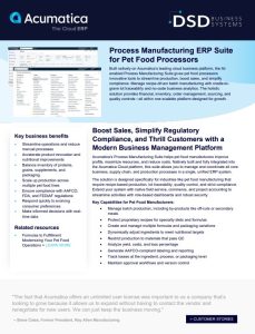 Process Manufacturing ERP Suite for Pet Food Processors