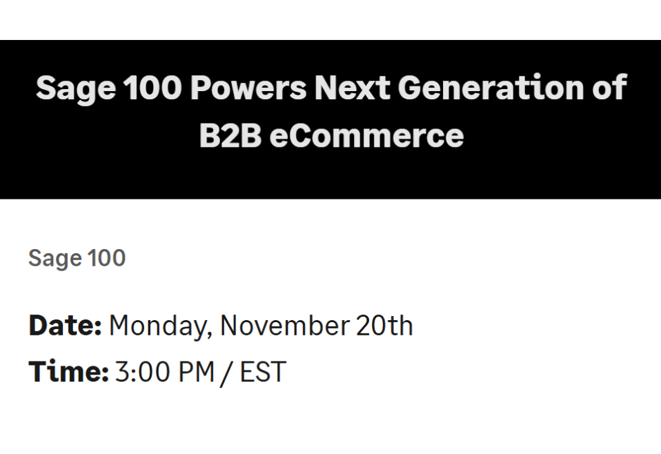 Sage 100 Powers Next Generation of B2B eCommerce