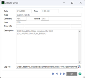 The Rebuild Sorts Log file 2