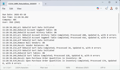 The Rebuild Sorts Log file 3