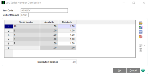 BMPD Production Lot/Serial Distribution