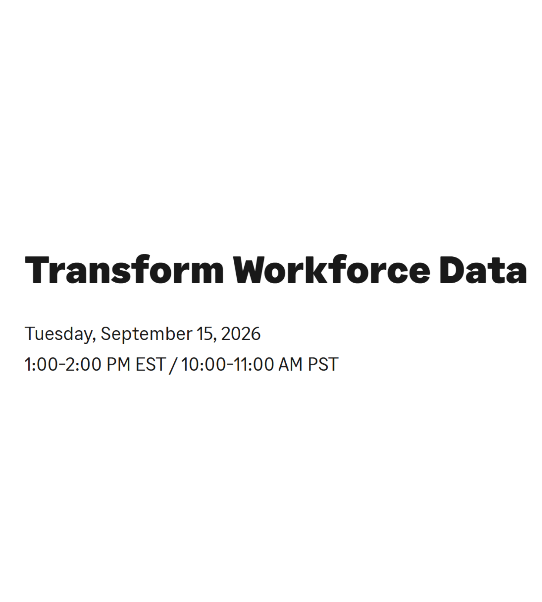 SI Transform Workforce Data