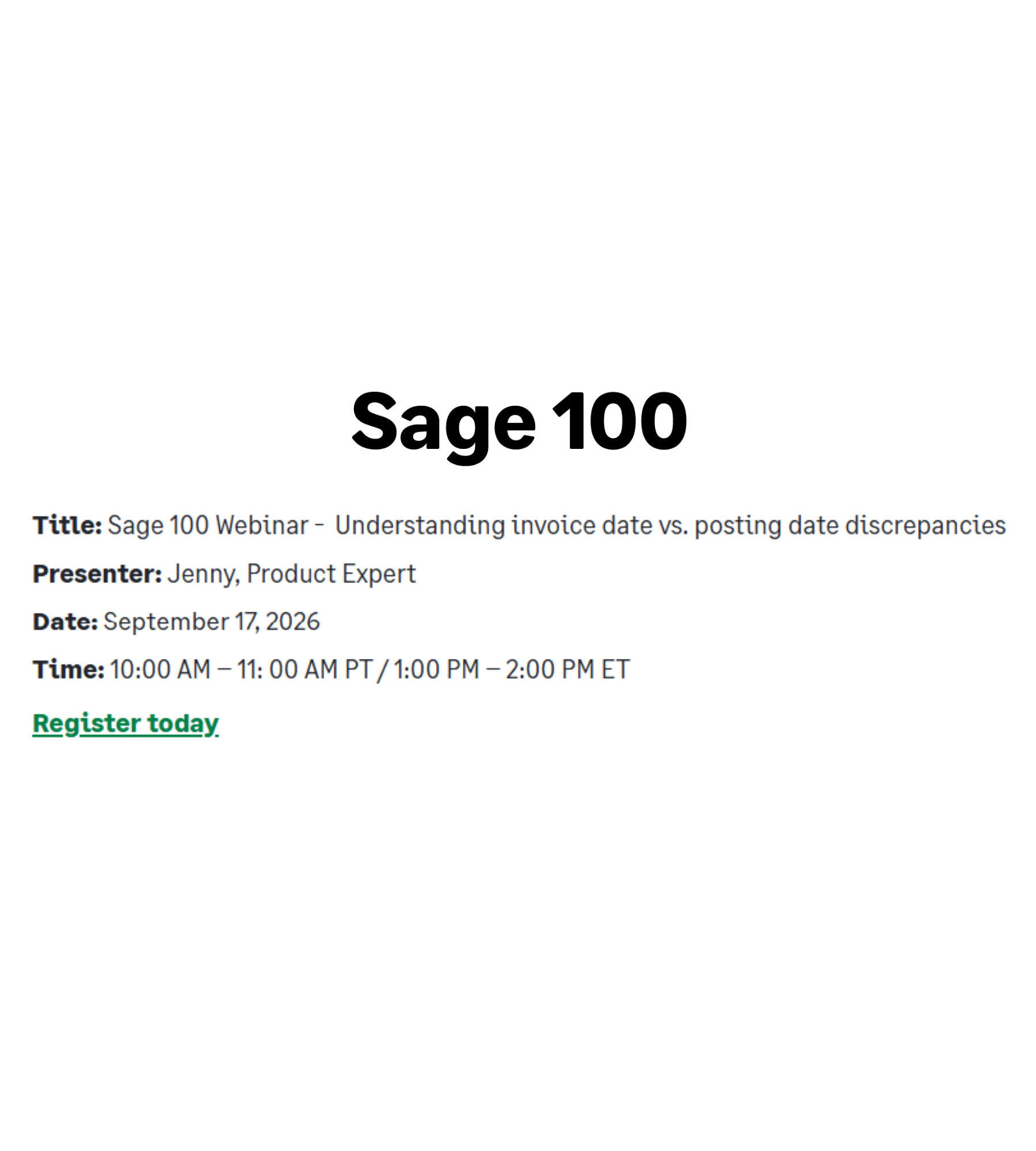 Sage 100 Webinar - Understanding invoice date vs. posting date discrepancies