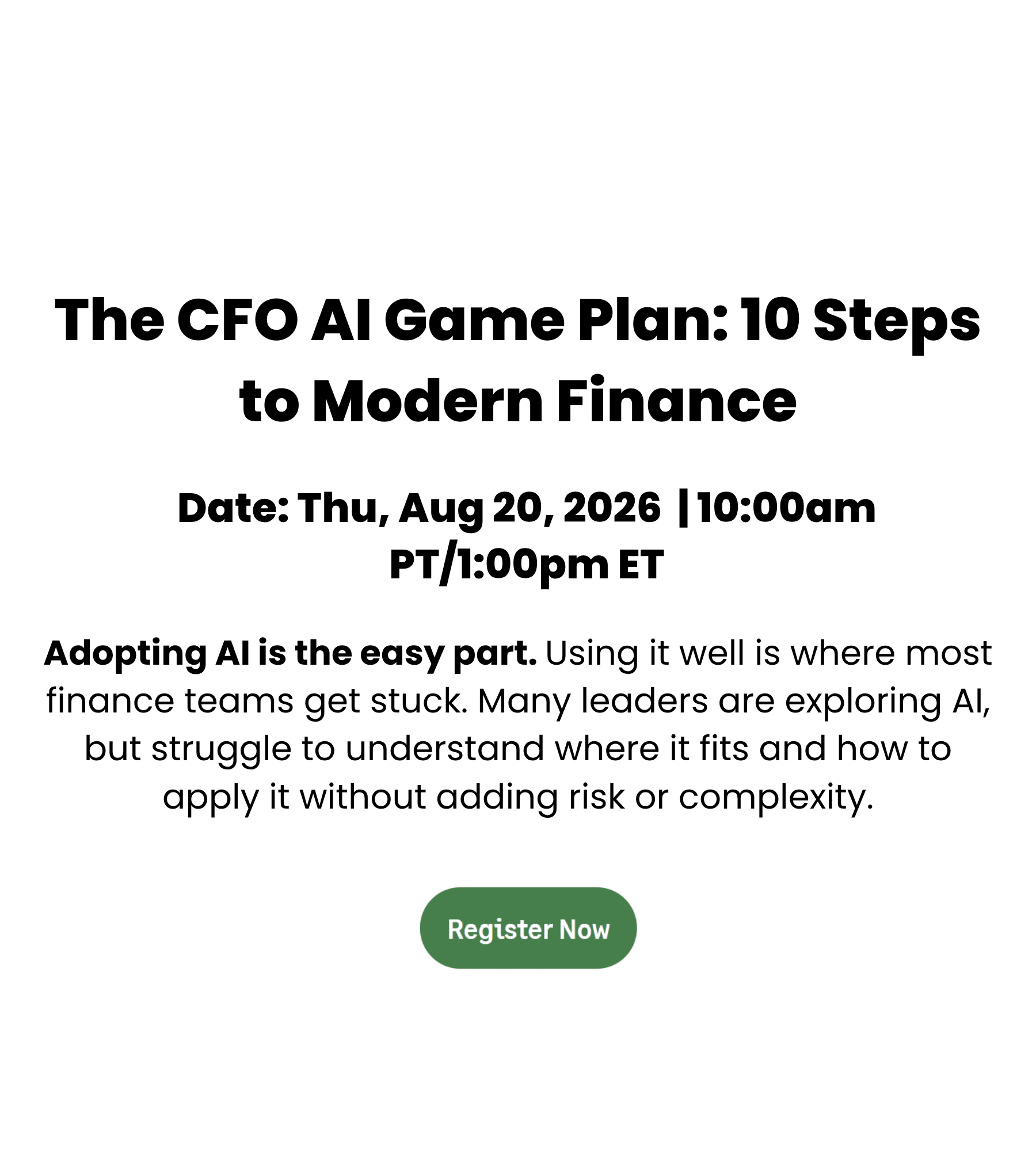 The CFO AI Game Plan 10 Steps to Modern Finance